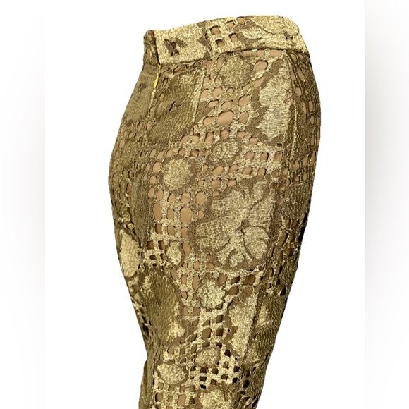 Raoul Arango Metallic Gold Lace Cutout Statement Pants Womens Small Avant Garde - Picture 5 of 11